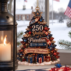 Personalized Patriotic Christmas Tree Wood Ornament
