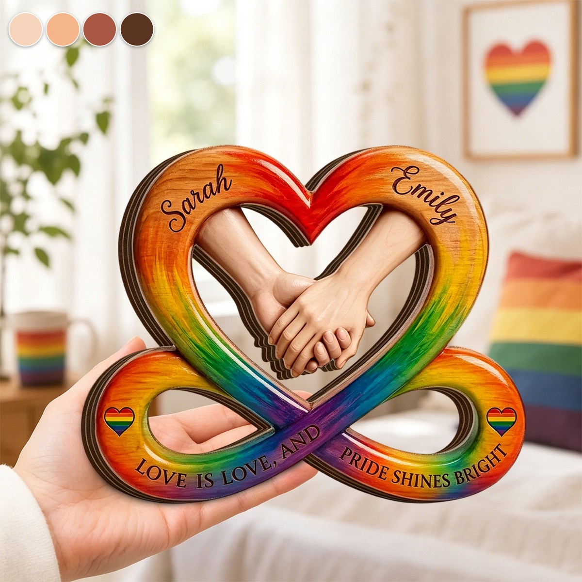 Personalized LGBTQ Pride Blocks: Custom Rainbow Infinity Heart Signboard