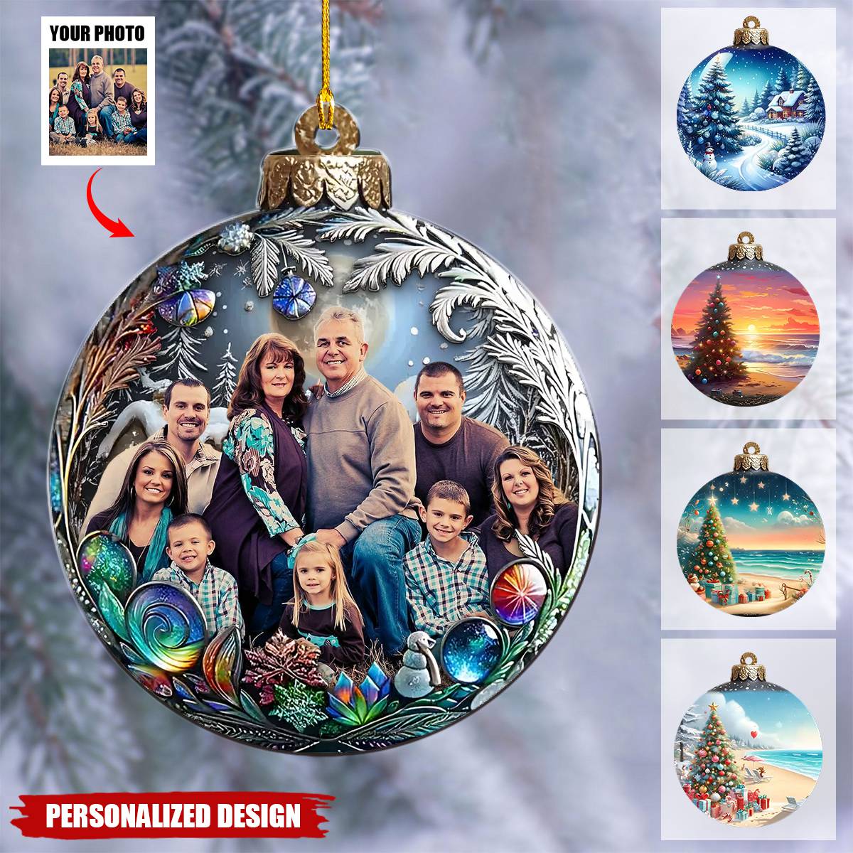 Custom Photo Christmas Good Cheer Is Found With Family - Personalized  Family Ornament