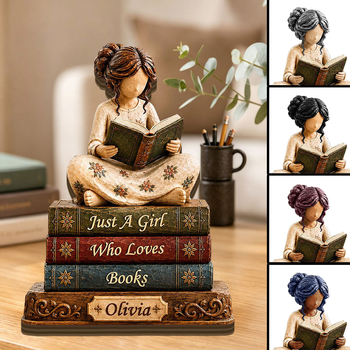 Personalized Book Lover Vintage Wooden Plaque, Bookworm Gift