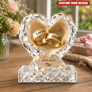 Personalized Heart Ring Couple Plaque, Gift For Engagement, Wedding, Anniversary