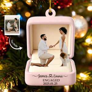 Custom Photo Ornament For Couples – Engaged Or Married Newlywed Gift