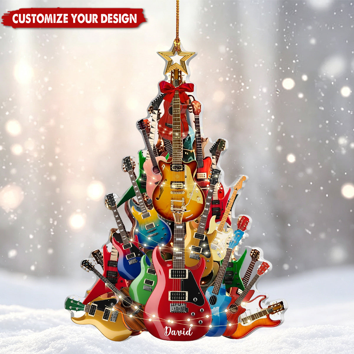 Personalized Name Guitar Ornament, Christmas Gift for Guitar Players