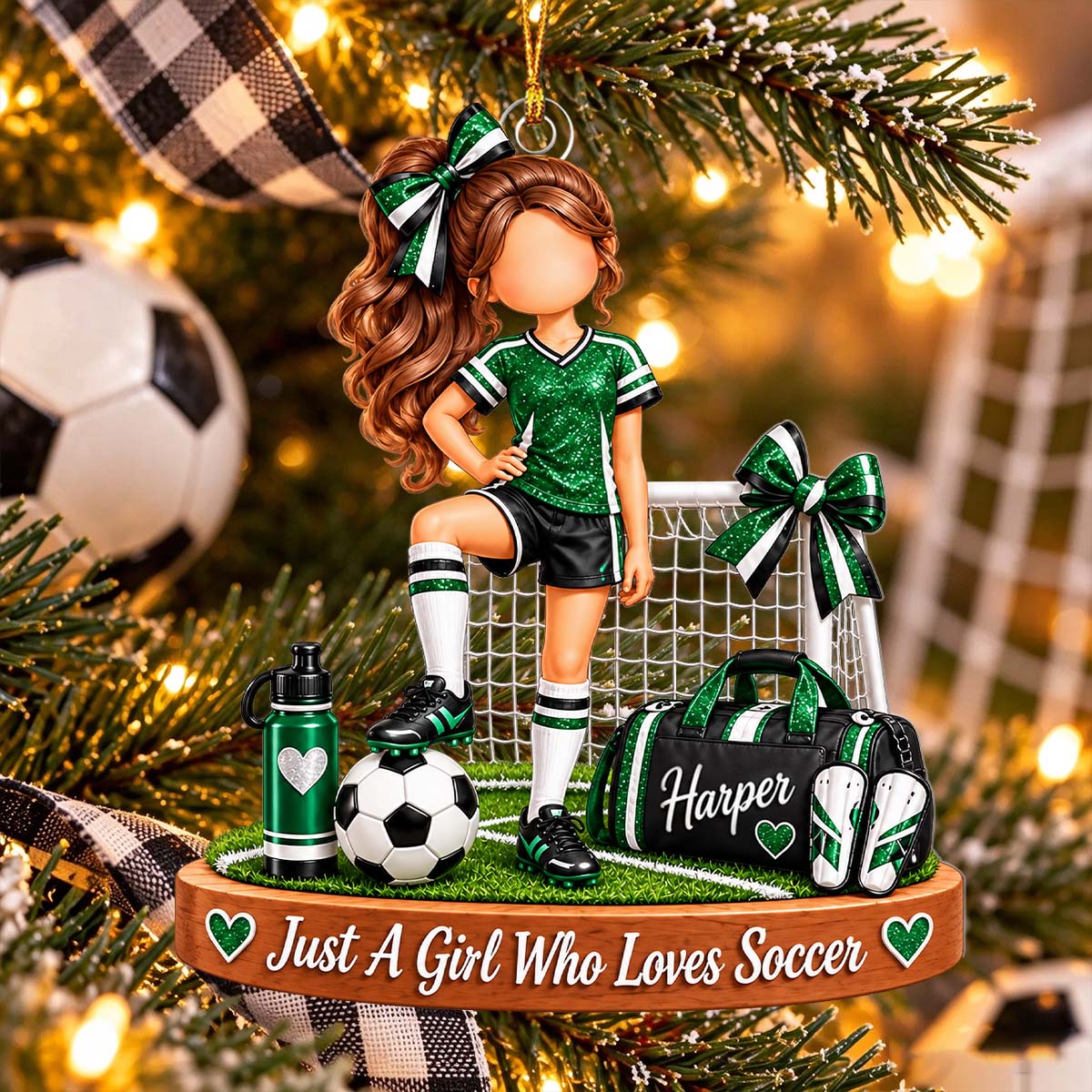 Personalized Soccer Girl Ornament,  Soccer Team Player Keepsake,Christmas Gift For Her