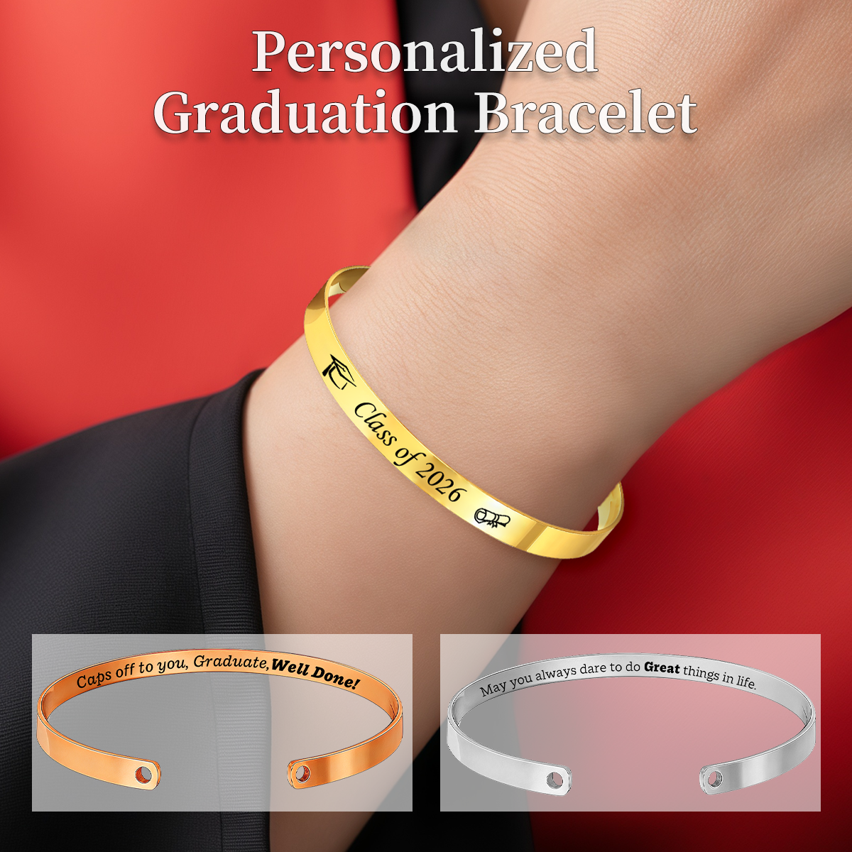Custom Graduation Bracelet - High School Graduation Gift for Her