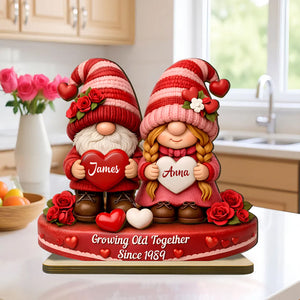 Romantic Couple - Personalized Standing Wooden Plaque - Gift For Couple