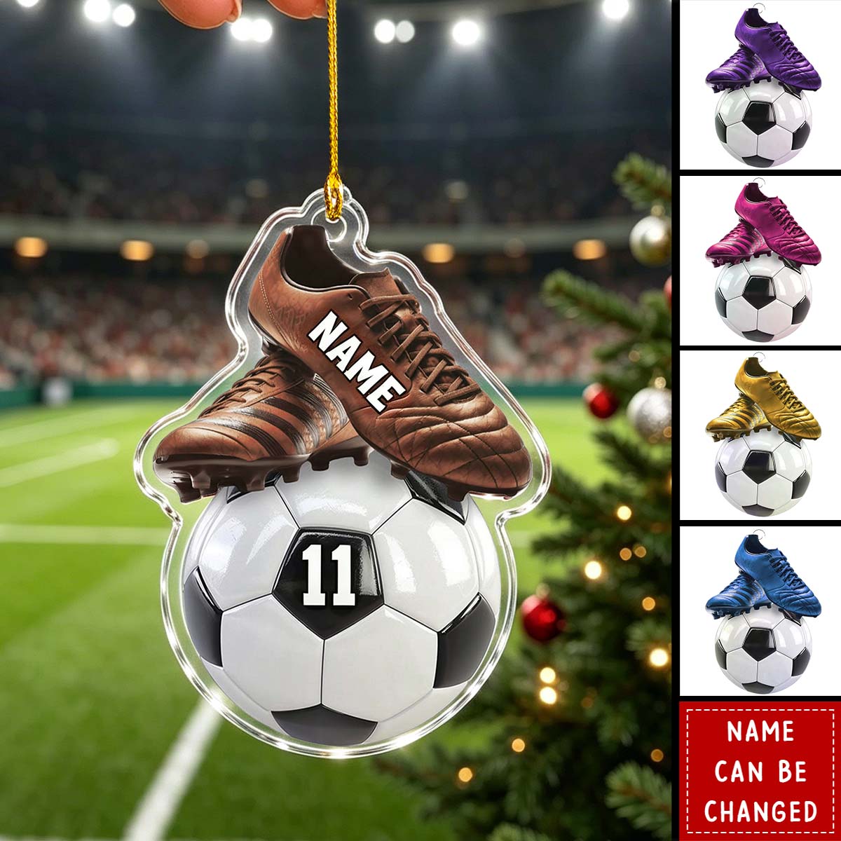 Personalized Soccer Player Ornament – Custom Name & Number Christmas Gift