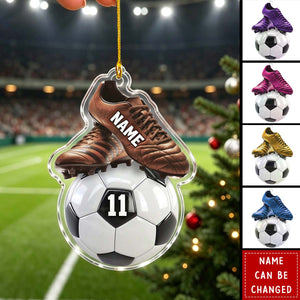 Personalized Soccer Player Ornament – Custom Name & Number Christmas Gift