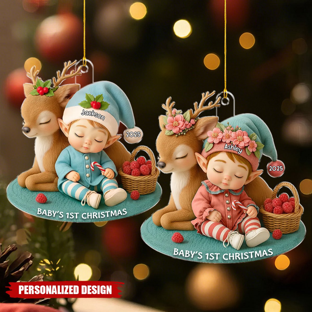 Baby's 1st Christmas Ornament - Personalized Newborn Holiday Gift 2025