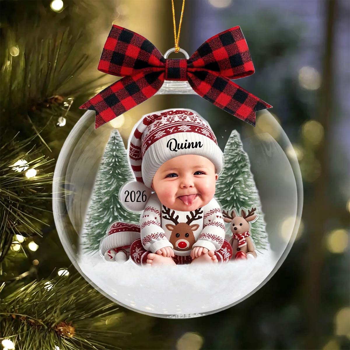 Custom Baby Christmas Acrylic Ball Ornament-Upload Photo