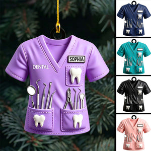 Personalized Dentist Ornament With Name, Custom Dental Uniform Gift