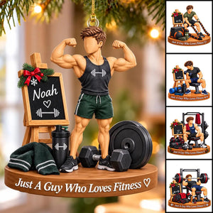 Personalized Fitness Guy Christmas Ornament, Custom Gym Lover Christmas Tree Decor