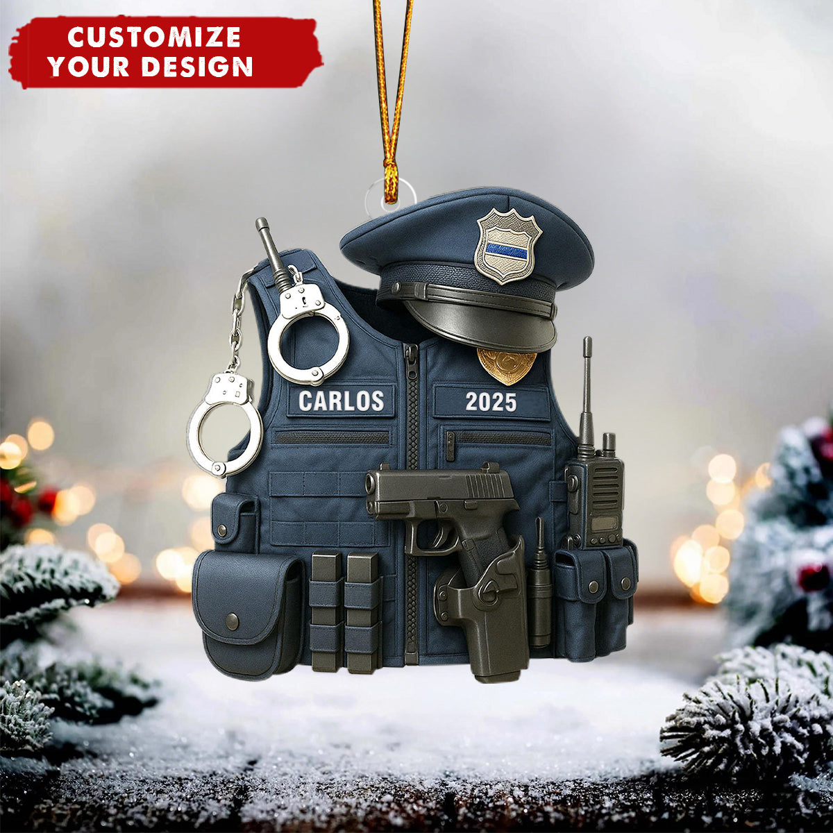 Police Officer Ornament, Personalized Police Uniform Ornament