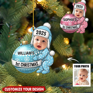 Personalized Face Baby Ornament, Baby First Christmas Gift