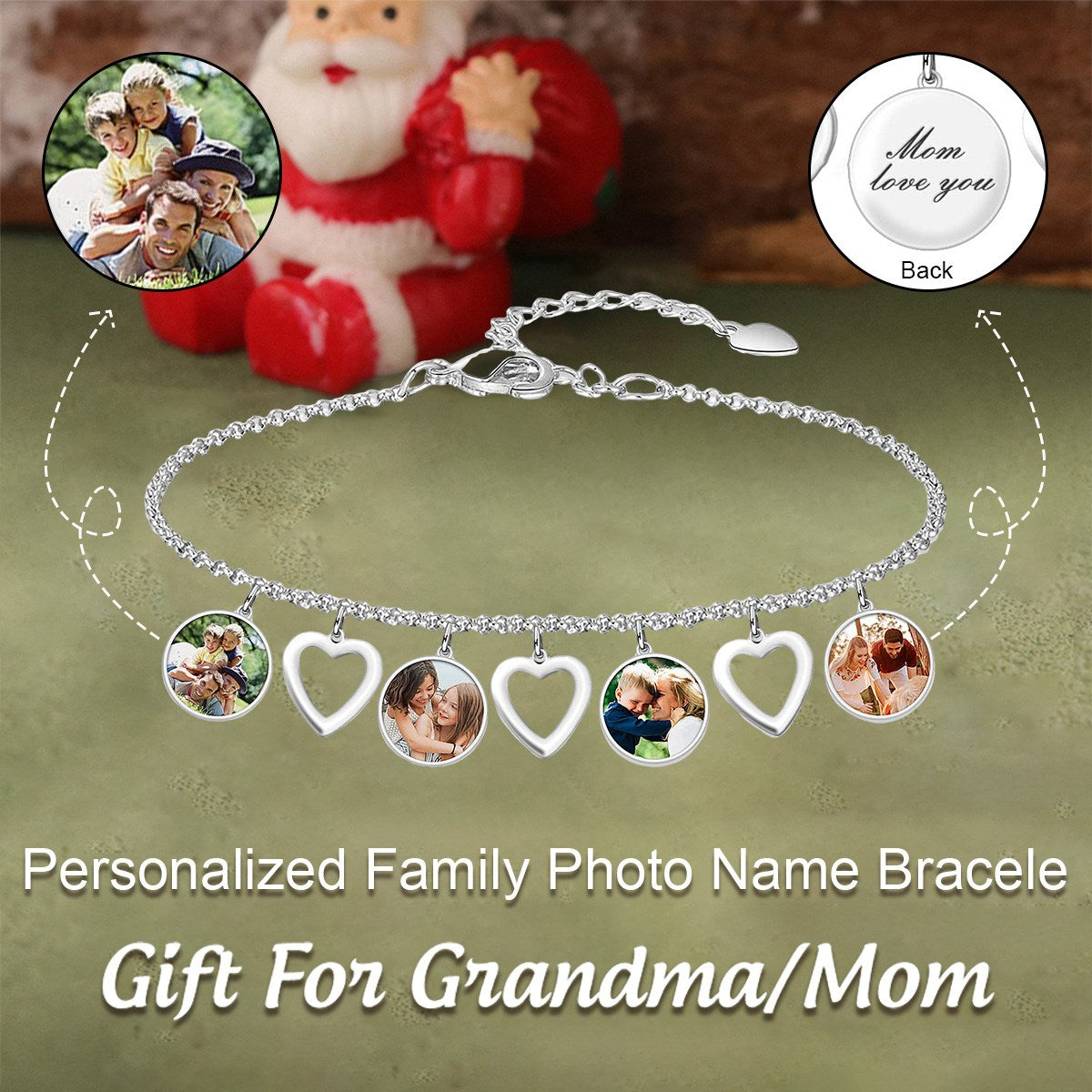 Personalized Custom Photo Family Fashion Bracelet - Gift For Grandma/Mom