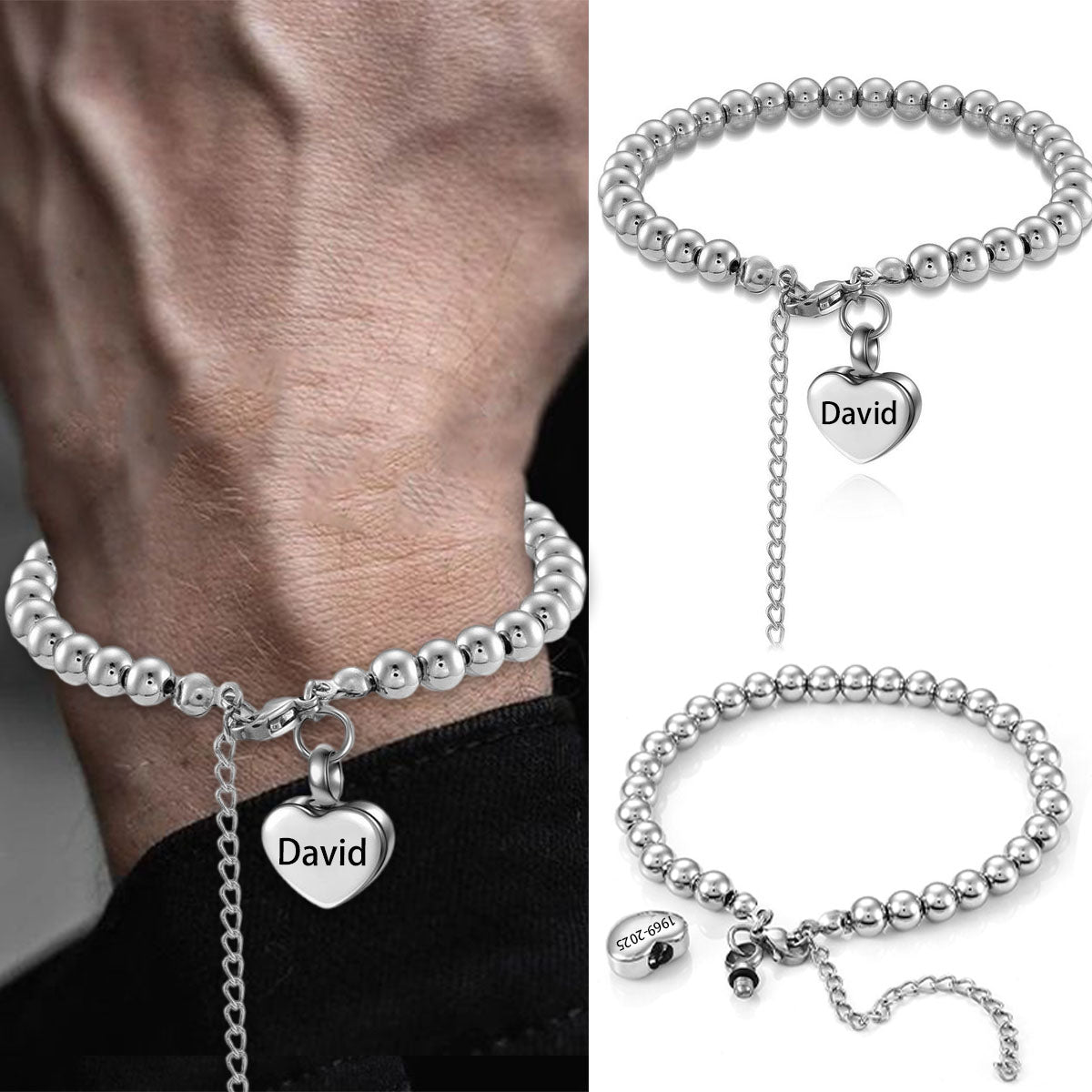 Personalized Heart Ashes Holder Bracelet, Gift For Loss Of Loved One