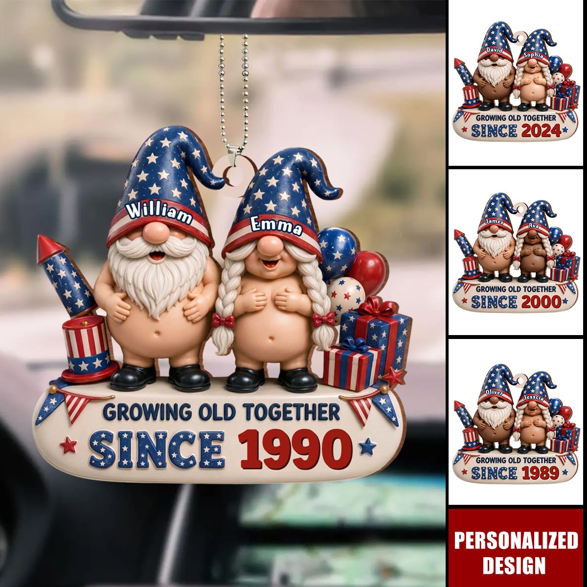 Growing Old Together, Personalized Wood Ornament, Gift For Couples