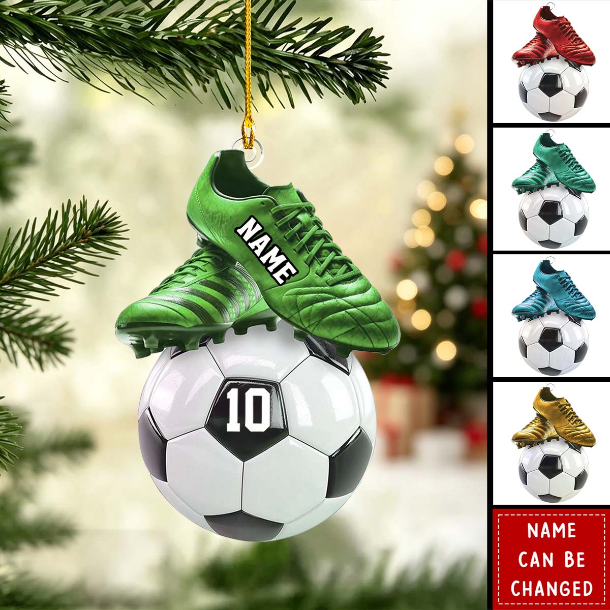 Personalized Soccer Player Ornament – Custom Name & Number Christmas Gift