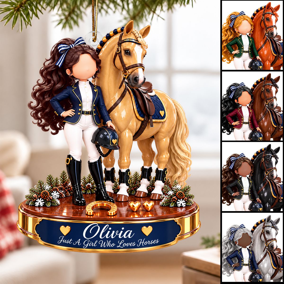 Personalized Equestrian Sports Ornament, Custom Horseback Riding Christmas Gift