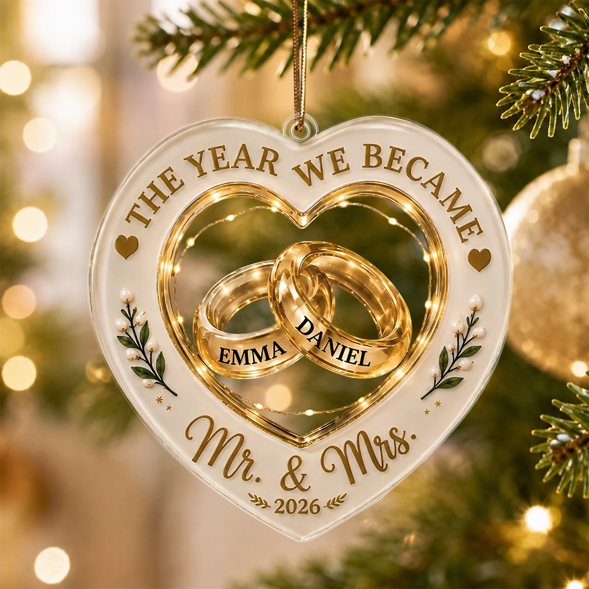 Personalized Newlywed Christmas Ornament, Gift For Couples