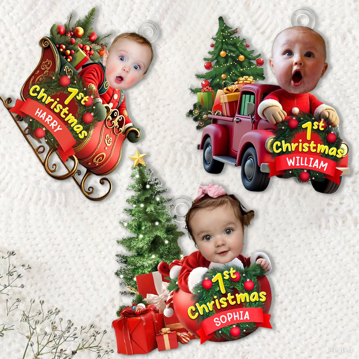 Personalized Baby's First Christmas Photo Ornament 2025, Newborn Christmas Gift for Parents or Grandparents