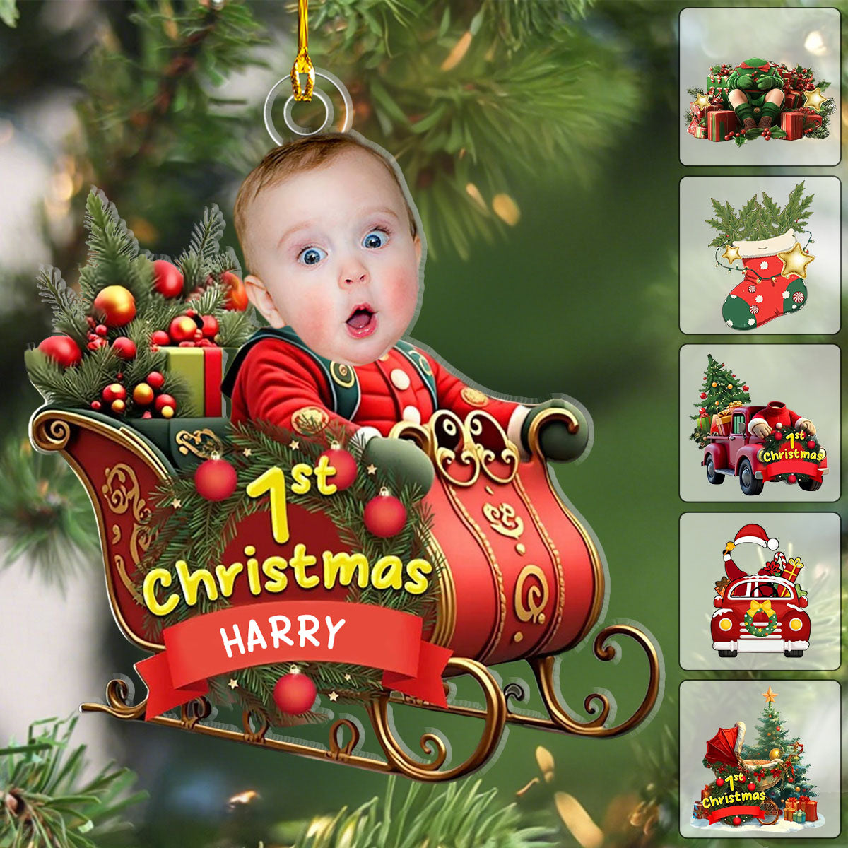 Personalized Baby's First Christmas Photo Ornament 2025, Newborn Christmas Gift for Parents or Grandparents