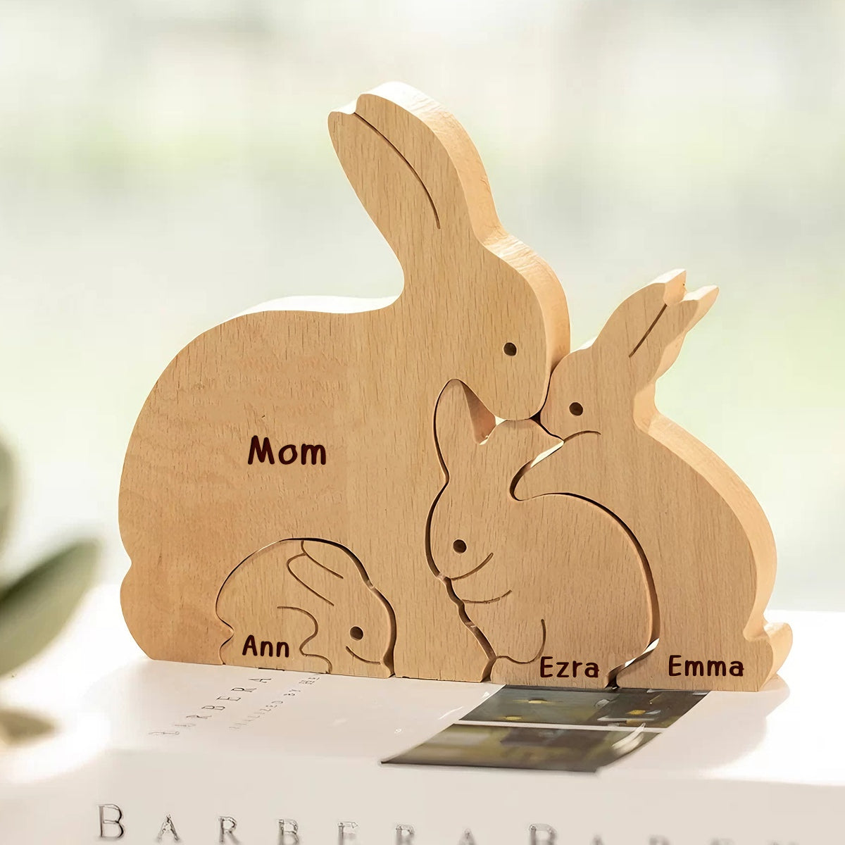 Personalized Rabbit Family Wooden Puzzle