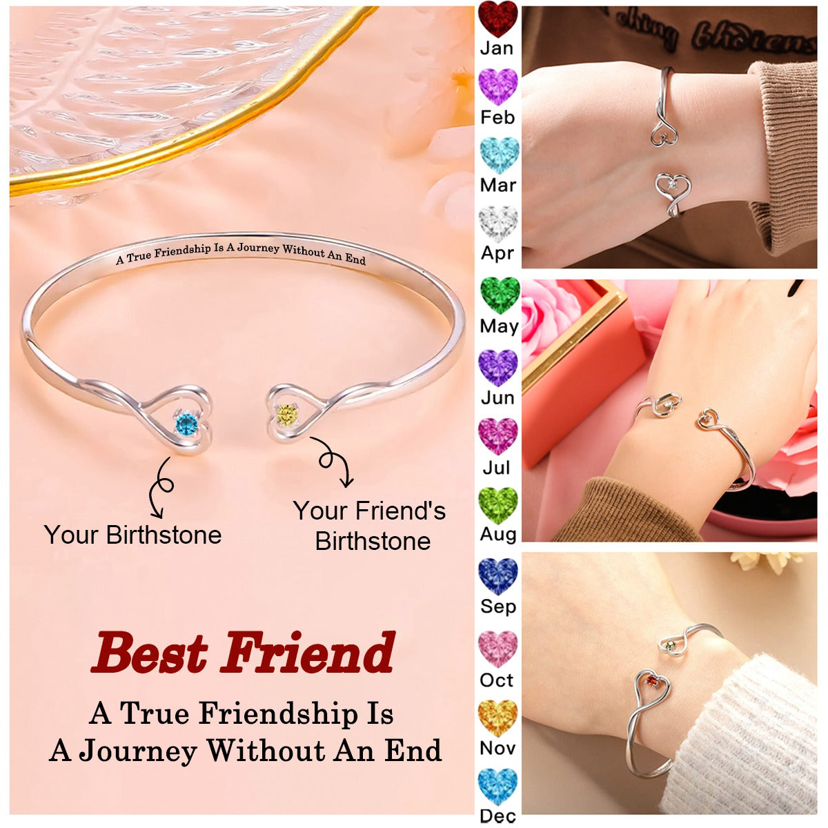 Celebrate the unbreakable bond of friendship - Personalized Heart Bracelet