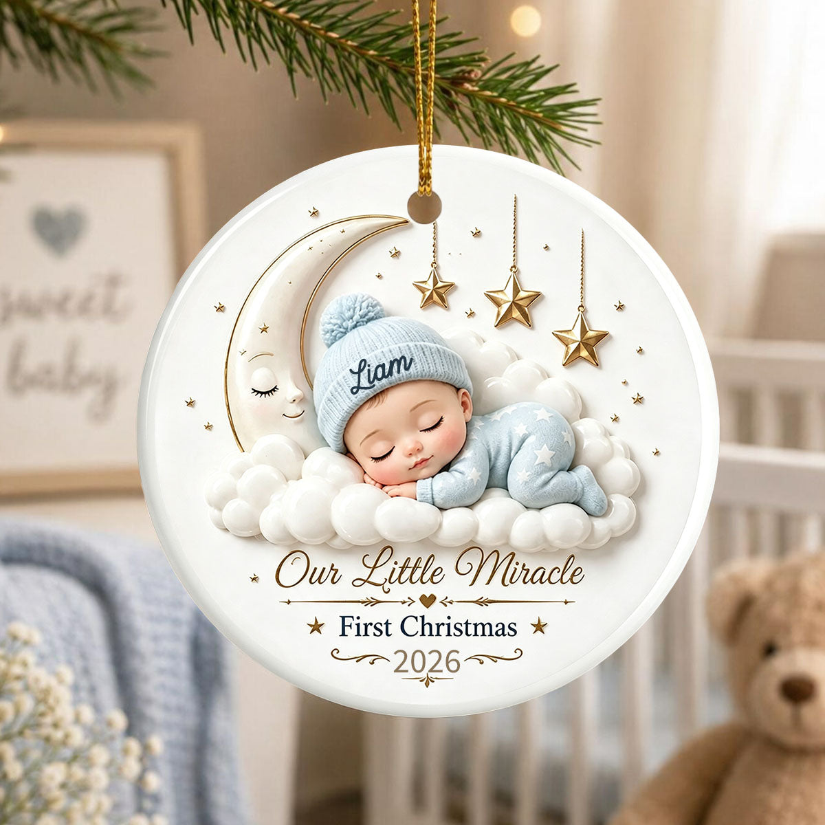 Personalized Baby First Christmas Ornament - Custom Name Baby Gift