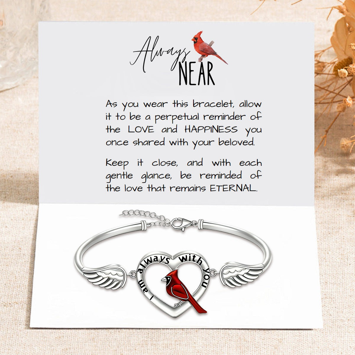 I Am Always With You - Memorial Cardinal Angel Wing Bracelet