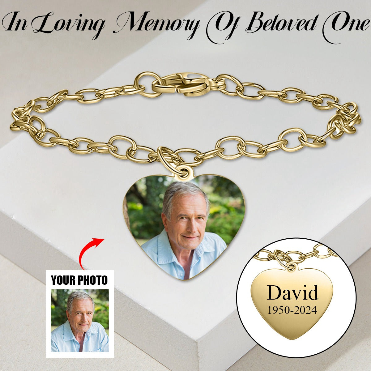 Personalized Engraved Photo Memorial Stainless Steel Bracelet