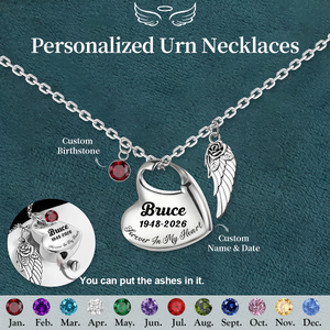 Personalized Urn Necklaces for Ashes with Birthstone