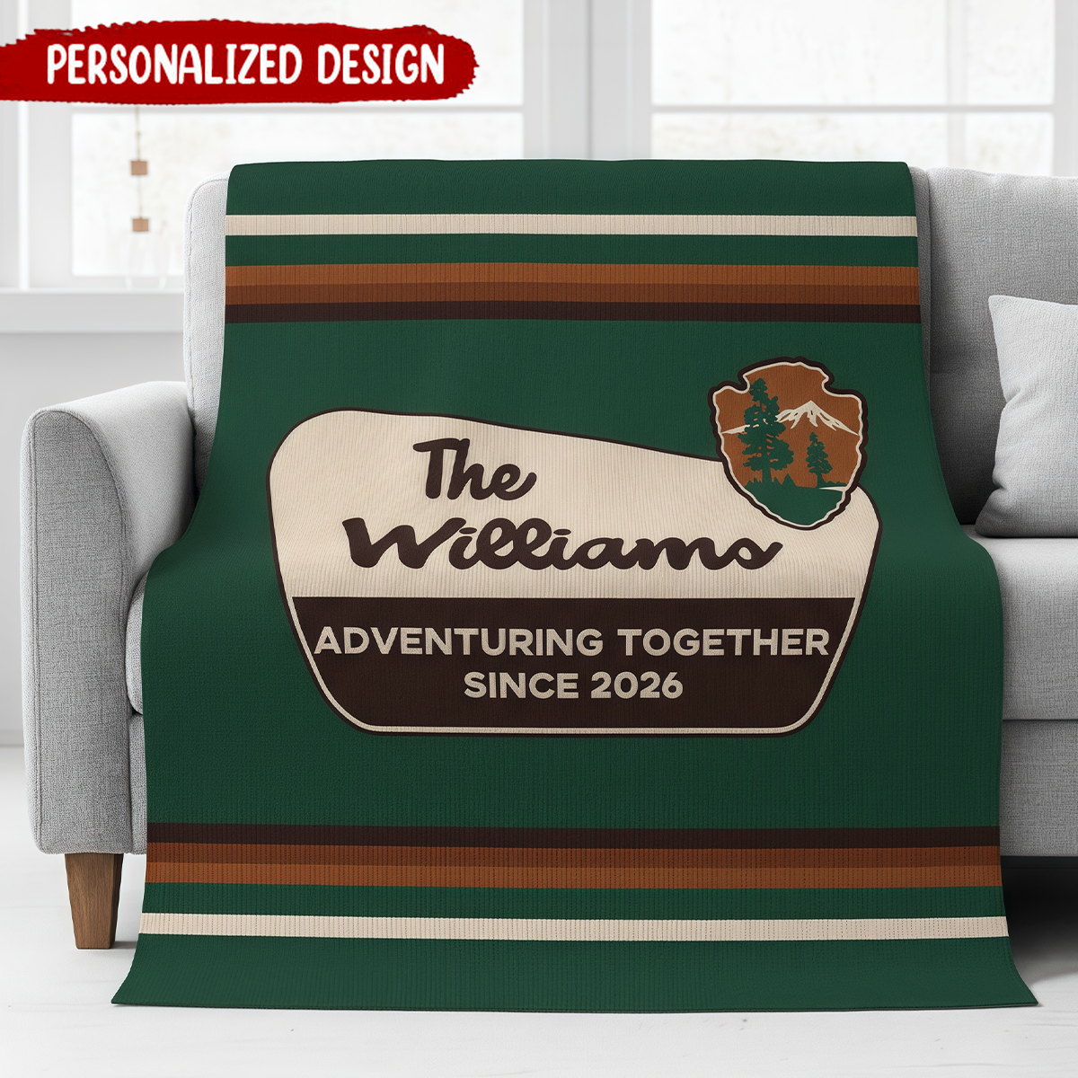 Personalized National Parks Anniversary Blanket For Couples, Fmaily