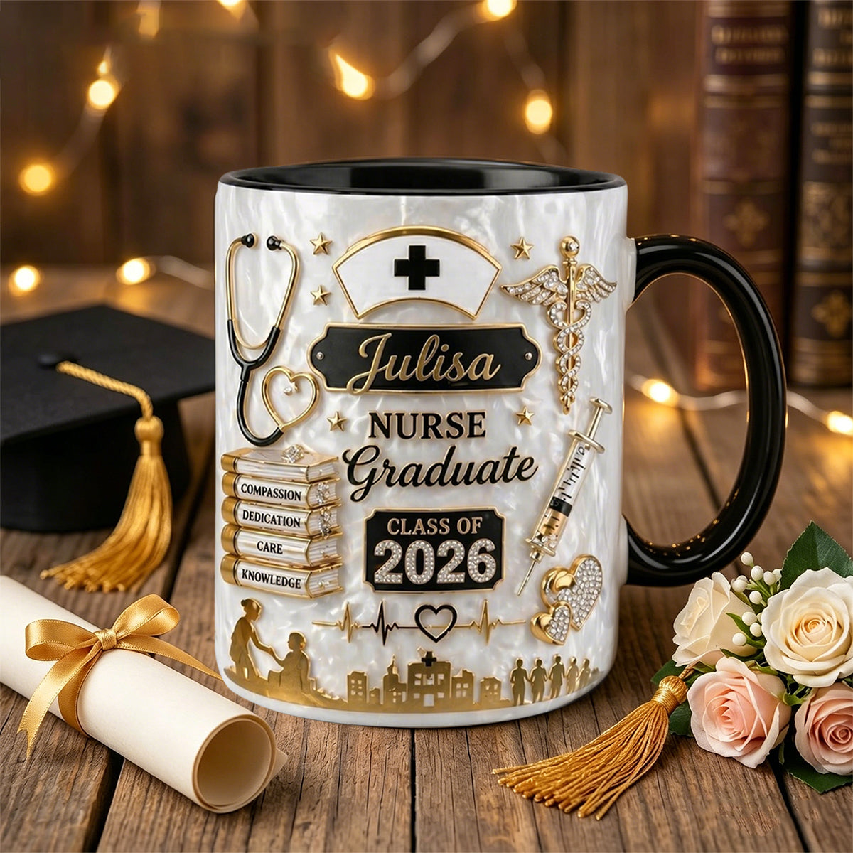 Custom 3D Effect Coffee Mug for Nursing Graduates 2026