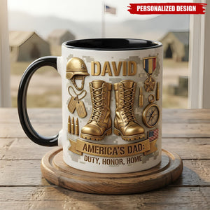 Personalized Military Boot Name Mug-Custom Gift For Active & Veteran Dad