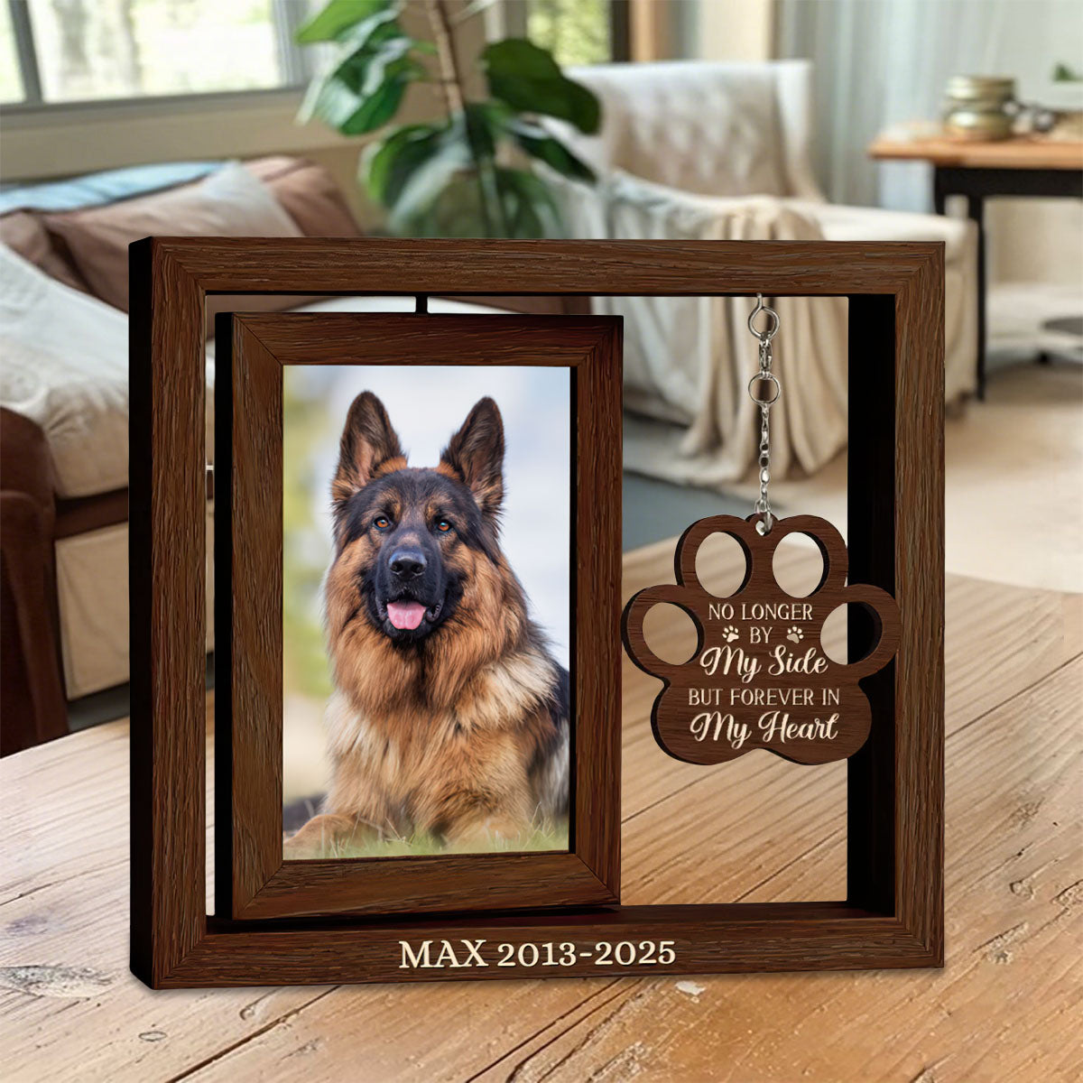 Custom Rotating Wooden Frame With Pet Memorial Photo