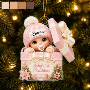 Baby Inside Gift Box-Personalized Acrylic Ornament For Newborn