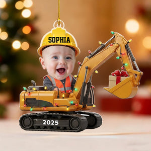 Personalized Baby Excavator Christmas Ornament
