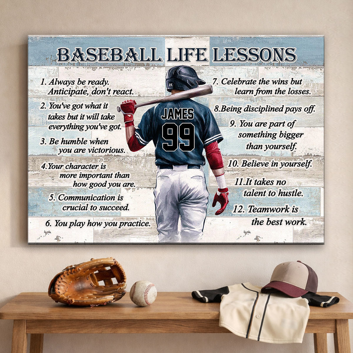 Personalized Baseball Life Lessons Canvas Print