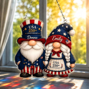 Personalized Patriotic Suncatcher, 4th Of July Couple Gift