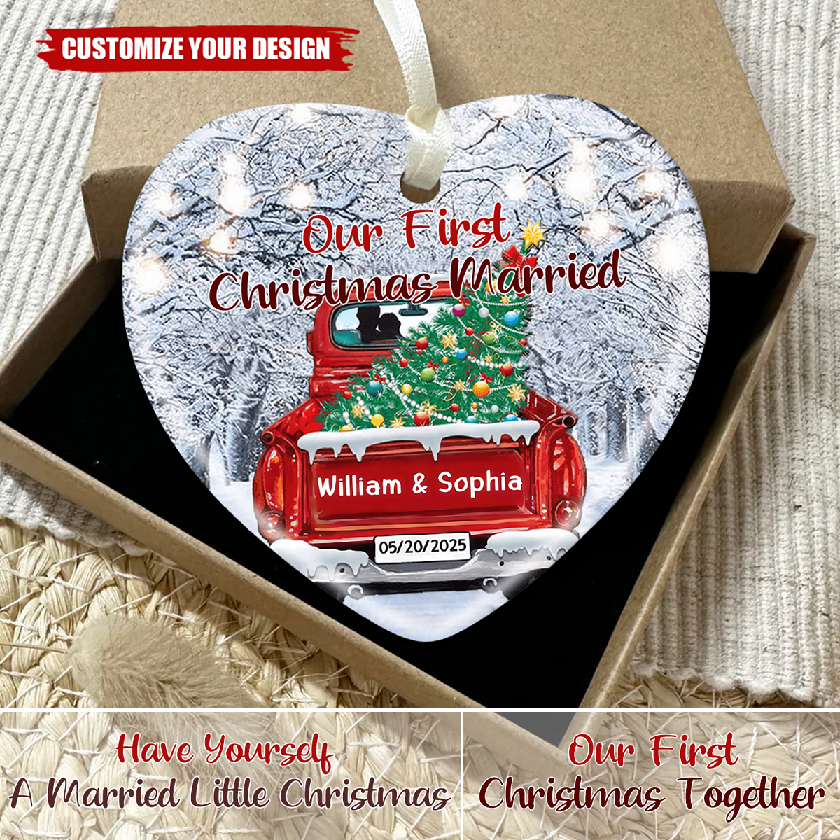 Our First Christmas Married - Personalized Ceramic Ornament