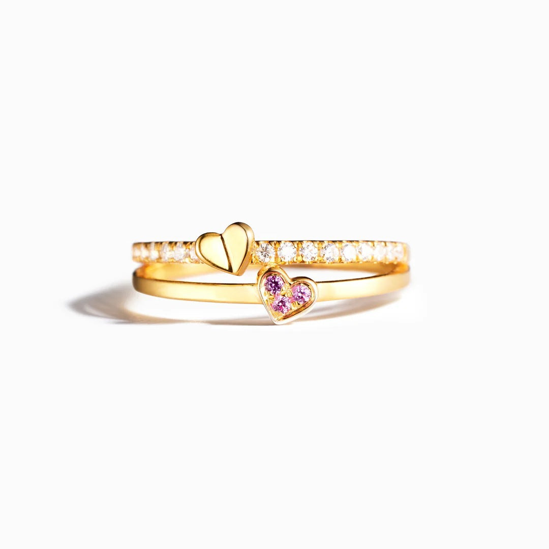Mother & Daughter Love Heart Ring-Rings For Women