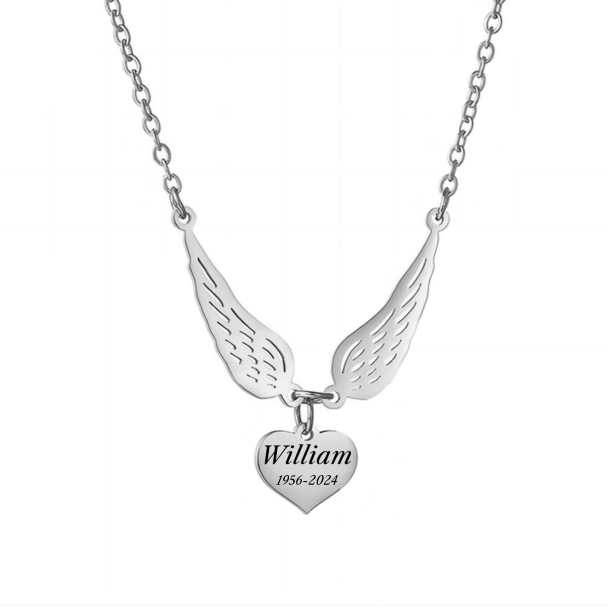 Personalized Custom Name Date Wing Memorial Necklace - Gift For Christmas
