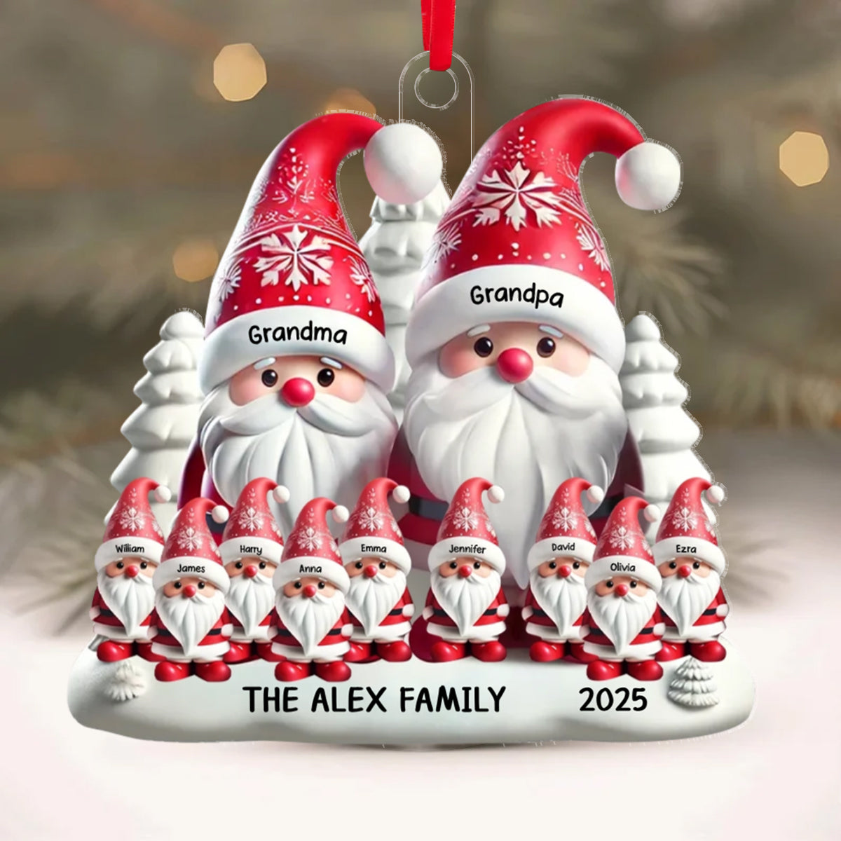 3D Effect Cute Family Christmas Gift Personalized Acrylic Ornament