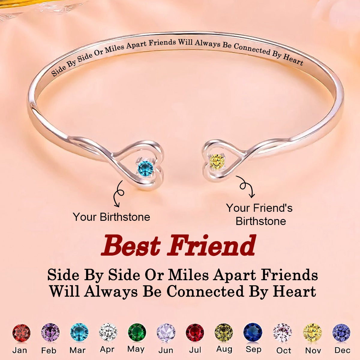 Celebrate the unbreakable bond of friendship - Personalized Heart Bracelet