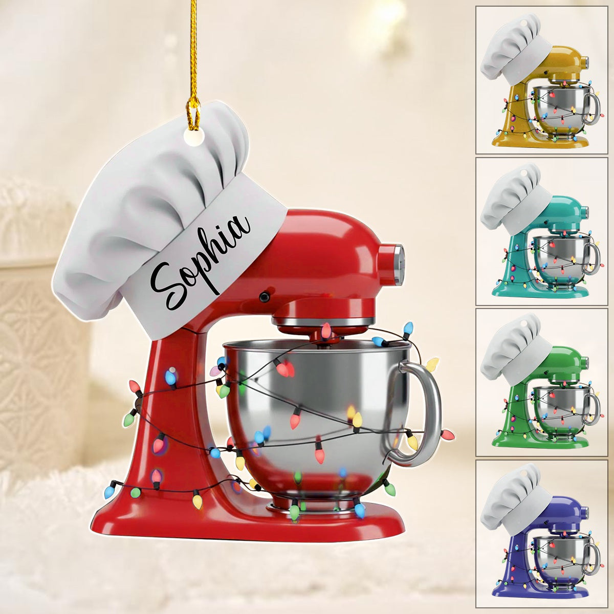 Custom Baking Mixer Lights Christmas Ornament, Baker Gift For Chef
