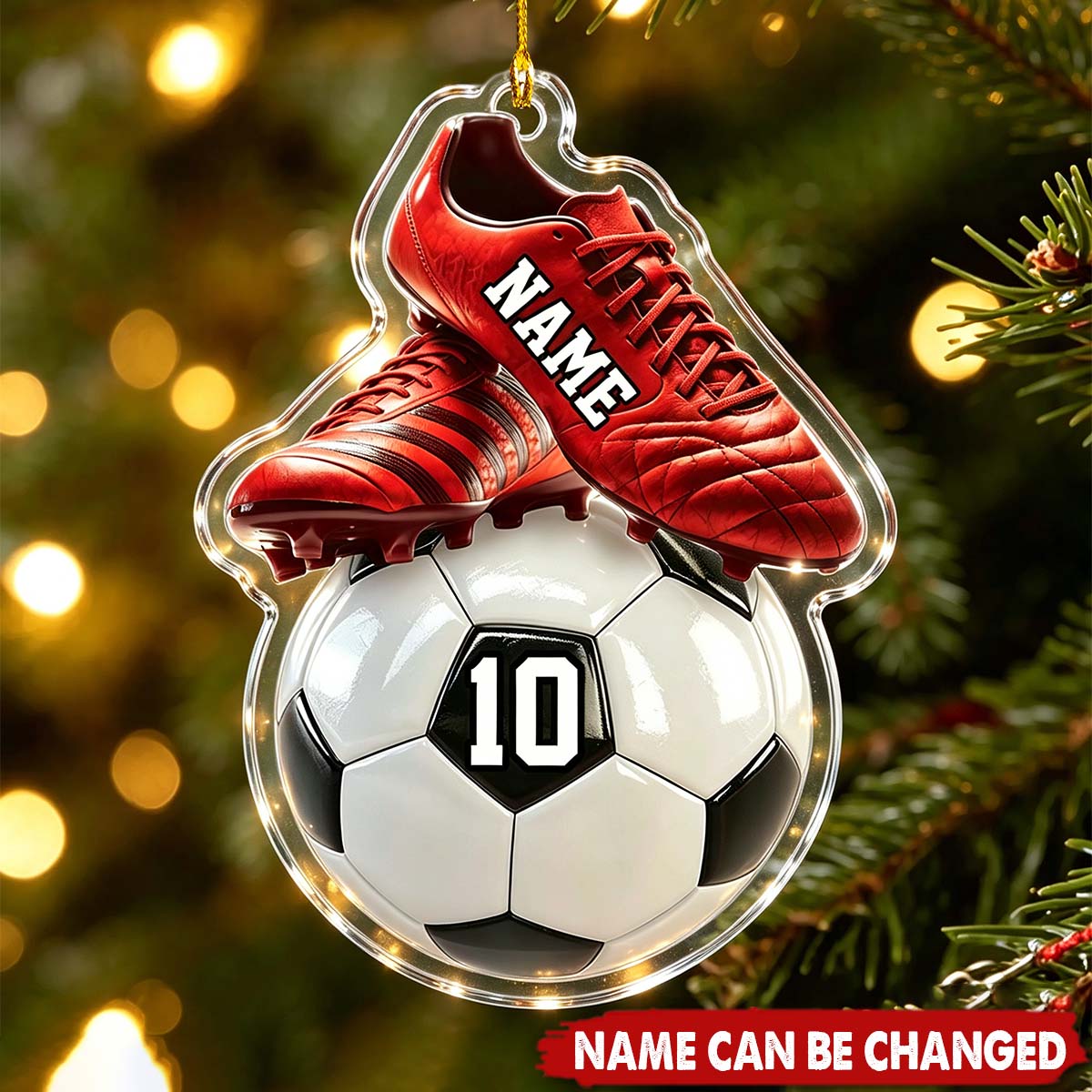 Personalized Soccer Player Ornament – Custom Name & Number Christmas Gift