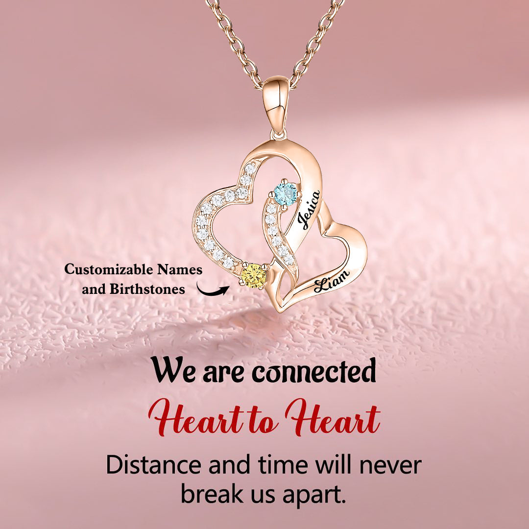 Personalized Couple Birthstone Name Necklace