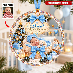 Personalized Baby's First Christmas Ornament, Sleeping Baby Girl Boy Keepsake