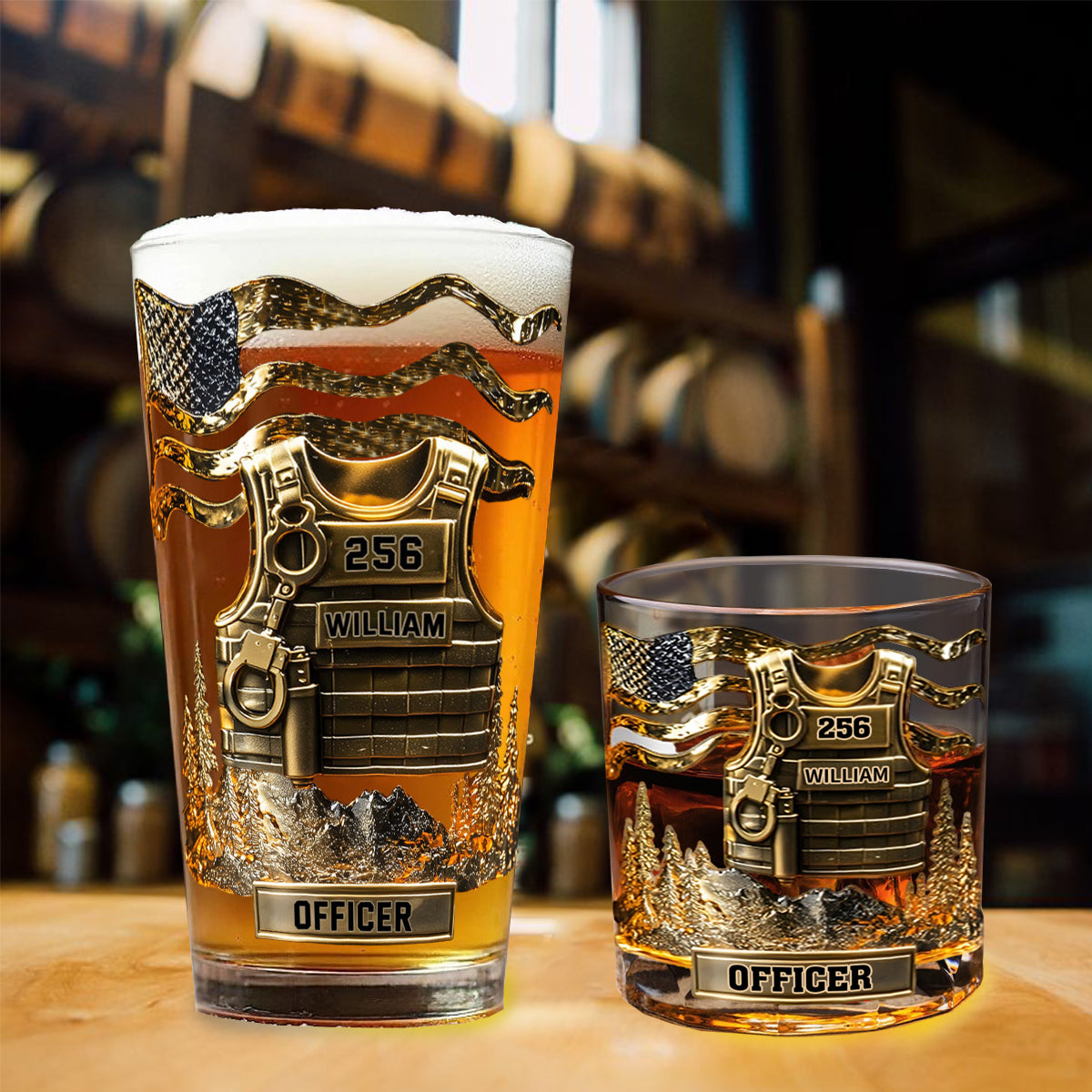 Serve And Protect - Personalized Police Officer Beer Glass